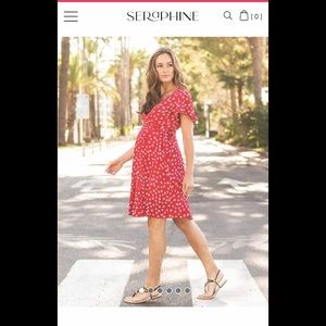 NWT Red Printed Maternity Wrap Dress - Size 8